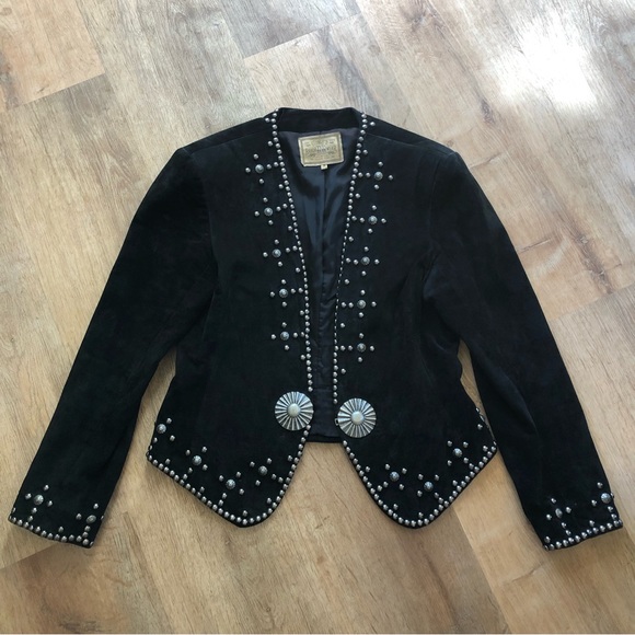 Double D Ranch Jackets & Blazers - (Leather) Double D Ranch Wear Black Studded Coat Jacket Medium